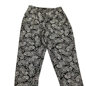 Vintage Josephine Chaus silk black white 10 Pull on dress pants OldMoneY Holiday